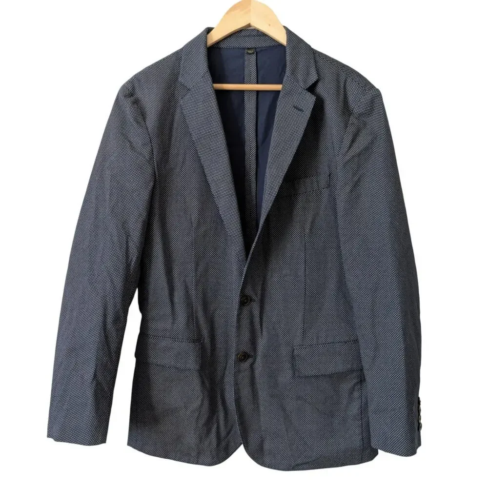 J.Crew Men's Crosby Two‎ Button Blazer 40R - Navy Dot Suit Jacket Sportcoat $398